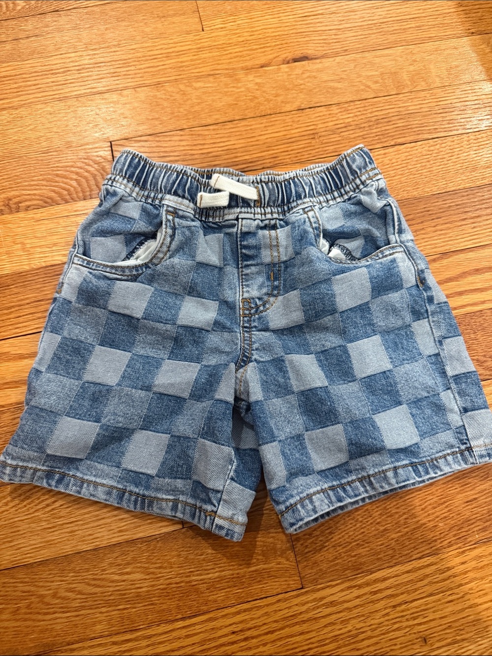 Cat & Jack Denim Checkered Shorts 5T Brand New